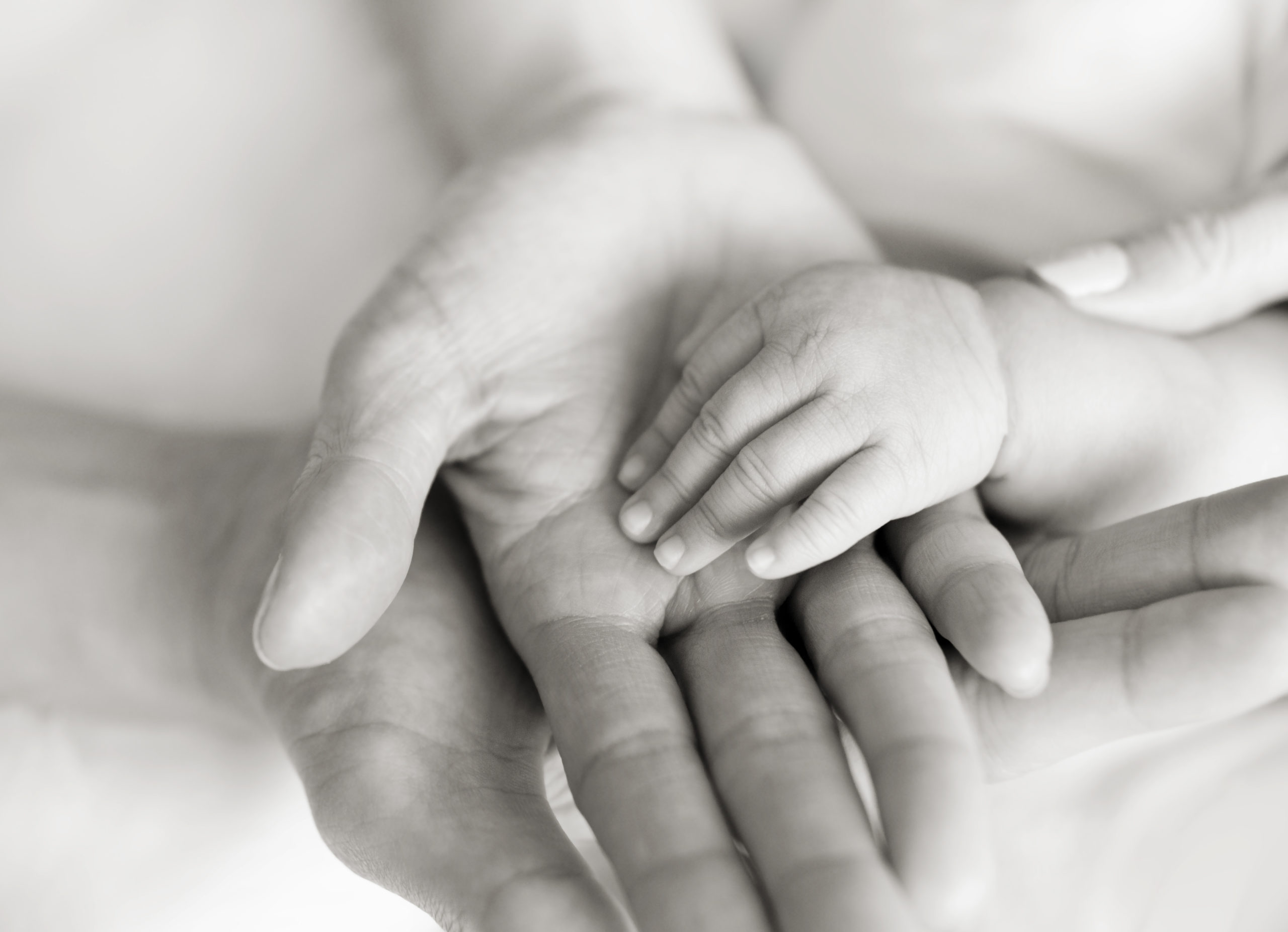 baby, parent, grand parent hands